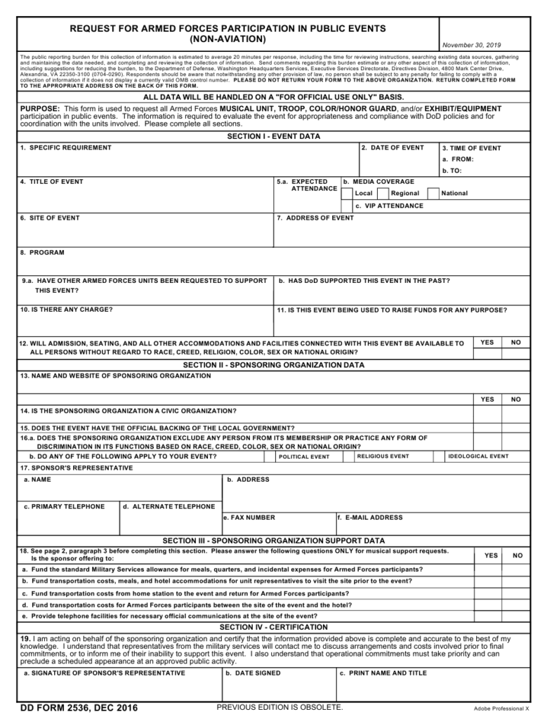 DD Form 2536 Download Fillable PDF Or Fill Online Request For Armed 