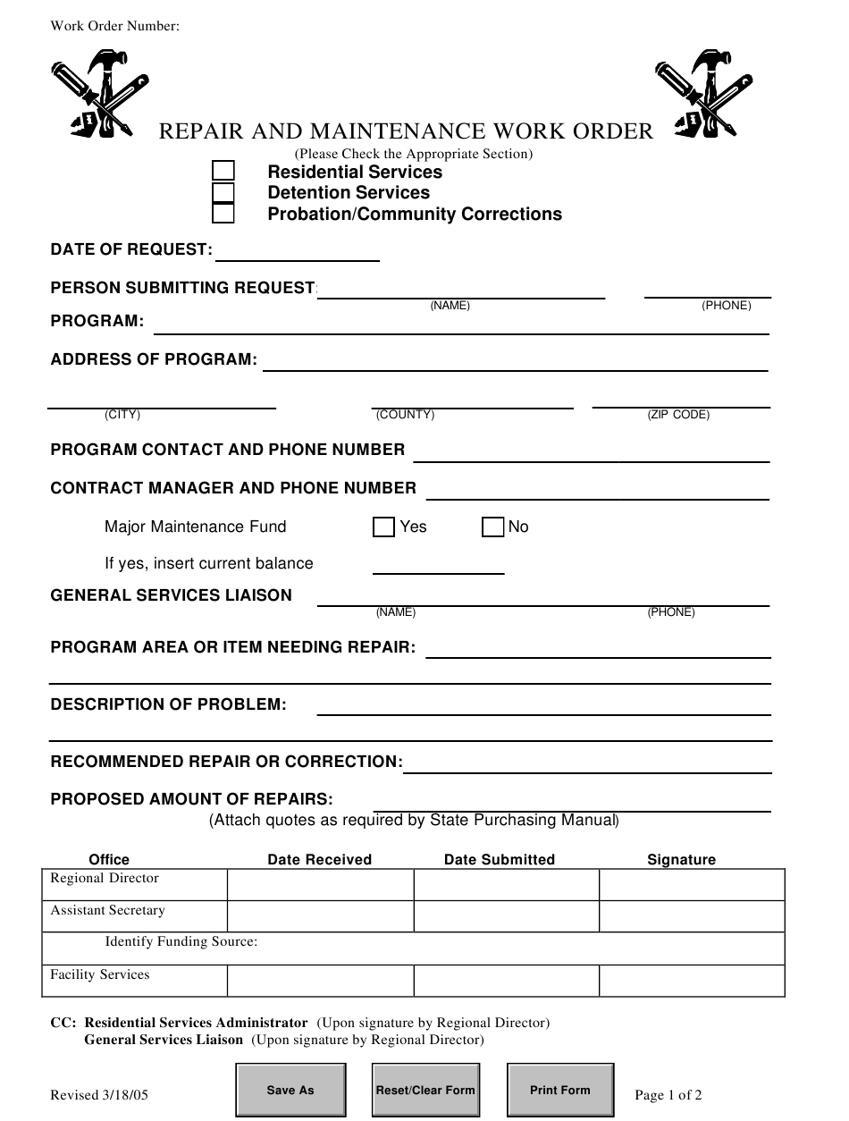 Florida Repair And Maintenance Work Order Form Download Fillable PDF Florida Repair And Maintenance Work Order Form Download Fillable PDF