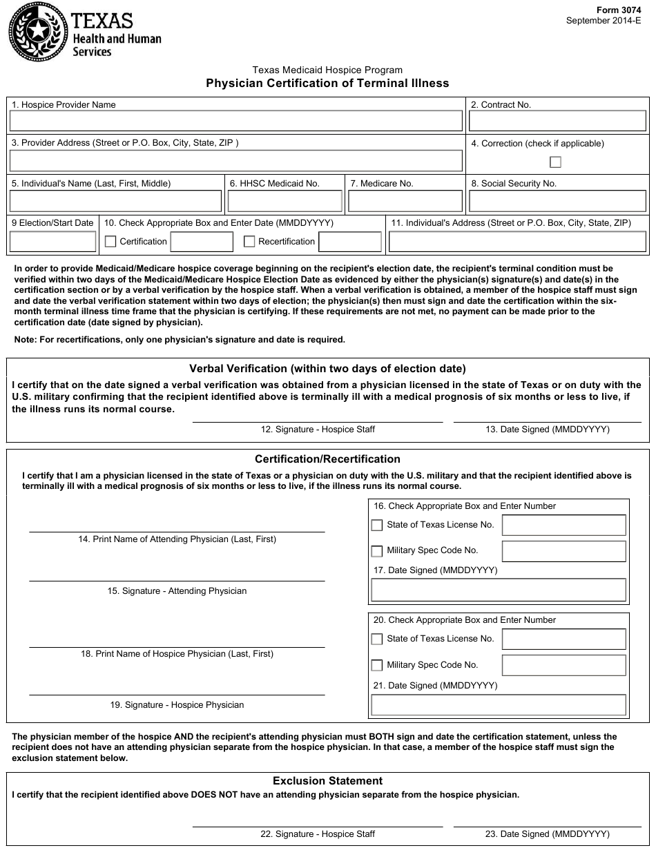 Form 3074 Download Fillable PDF Or Fill Online Physician Certification Form 3074 Download Fillable PDF Or Fill Online Physician Certification