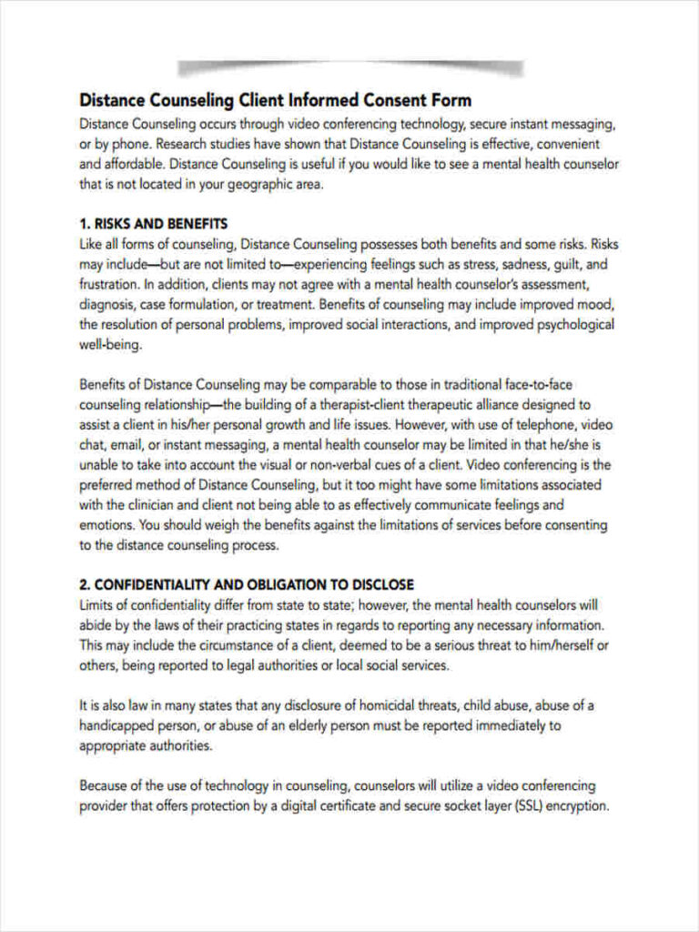 FREE 8 Counseling Consent Forms In PDF Ms Word
