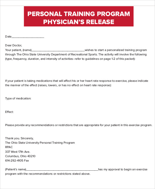 FREE 9 Sample Physician Release Forms In MS Word PDF