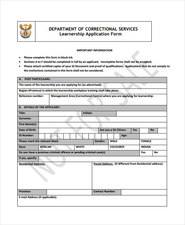 sample of an application letter for zambia correctional service